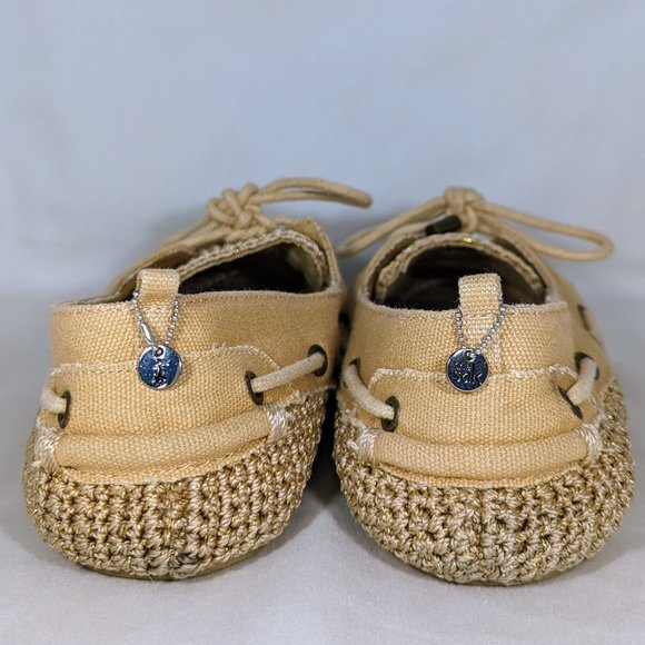 7 1/2 Tan Crochet Boho Slip-On Flat Loafers Moccasin, The Sak - Picture 5 of 9